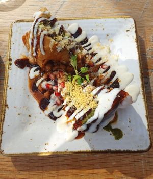 VEGAN SAMOSA CHAAT at Delhi House Cafe in Manchester