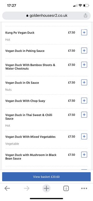 Vegan duck   at Golden House in Sunderland
