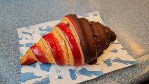 Chocolate and raspberry at Criss Cross Croissants in London