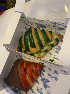 Vegan - raspberry and chocolate & savoury vegan   at Criss Cross Croissants in London