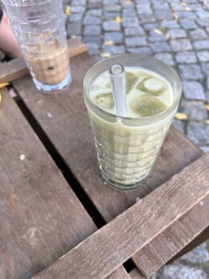 Iced Matcha Latte with oat milk  at URBEAN in Dresden