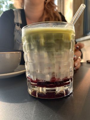 Matcha Himbeere iced  at URBEAN in Dresden