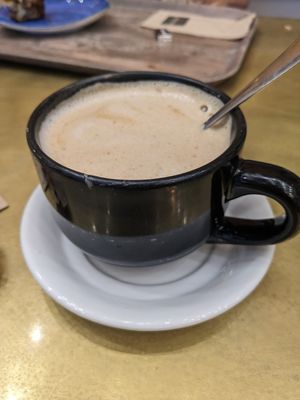 Almond milk latte at Aroma Espresso Bar in Miami