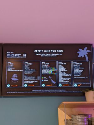 Make your own bowl menu. at Wiki Wiki Poke in Berlin