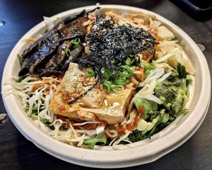 Spicy Tofu and Braised Portobello Mushroom Poke  at Wiki Wiki Poke in Berlin