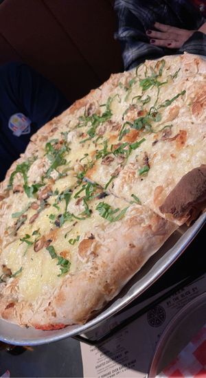 Giavanna’s White pizza with vegan cheese   at The Stubborn Brother Pizza Bar in Toledo