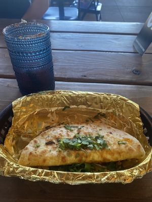 Smoked mushroom and green chili taco is the most delicious thing ever! Add in a hibiscus margarita, perfection!  at Hablo Tacos in Bend