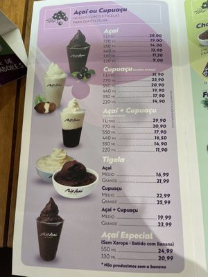Menu  at Rio Açai Gourmet in Rio De Janeiro