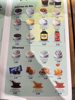 Menu  at Rio Açai Gourmet in Rio De Janeiro