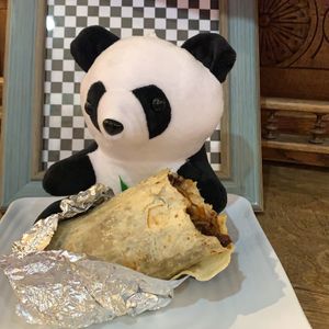 This was their delicious vegan Mongolian beef burrito. at Panda Star in Highland