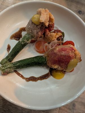 Stuffed zucchini flower at Lucky Ducks in Aldinga