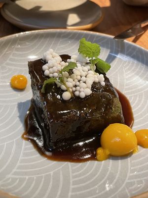 Mango pandan sticky toffee pudding (vegan) :) at Orka in Hong Kong Island