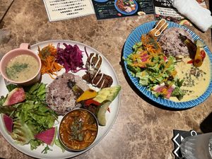 Vegan plate and Green curry plate!🌱  at Gossip Vegan Lunch in Nagoya
