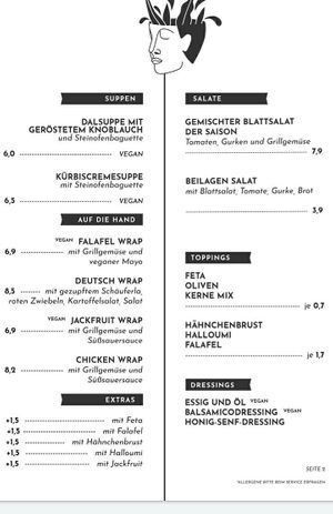 Speisekarte at Tellerrand in Nuremberg