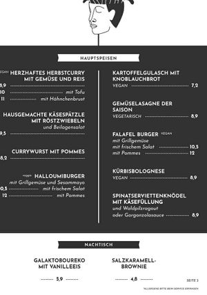 Speisekarte at Tellerrand in Nuremberg