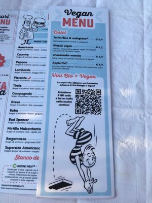 Vegan dessers on the list  at Garage Pub in Lecco