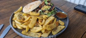 Samosa burger at 5Tara in Sheffield