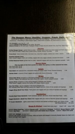 The Baagan Menu at Baagan in Rocklin