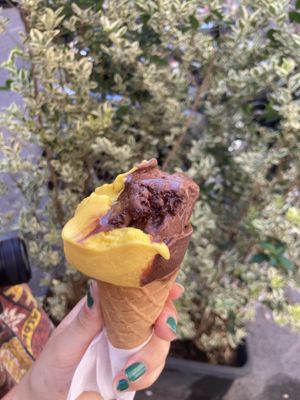 chocolate and vanilla  at Il Gelatone in Rome