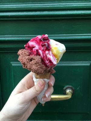 chocolate, cherry, blood orange - yes, all vegan:) at Il Gelatone in Rome