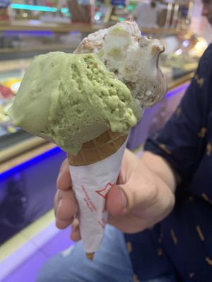 Vegan pistachio and Nutella/vanilla  at Il Gelatone in Rome