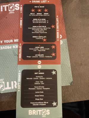 Drink list  #Veganuary at Britos in Milan
