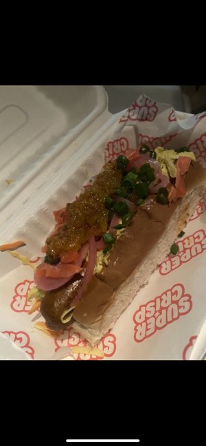 Curry veggie dog   at Super Crisp in Detroit