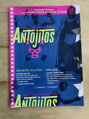Menu page one  at Antojitos in North West London