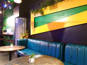 Can't beat a teal banquette  at Ma Petite Jamaica in North West London