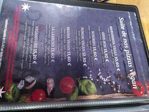 Menu at Bella Vita in Strasbourg