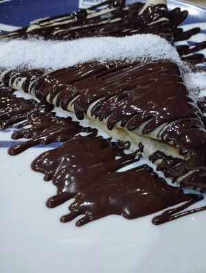 Vegan pancake with chocolate and coconut at Milky in Belgrade