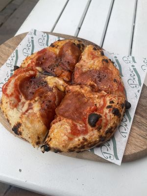 Seasonal summer pizza with ‘chorizo'  at Pico Pizza - Vesterbro in Copenhagen