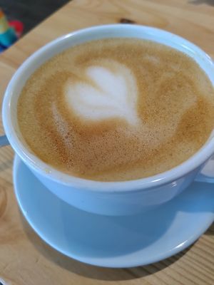 Decaf oat latte never disappoints (July 2023) at Laughing Llama Coffee & Bistro in York