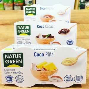 Coconut based yoghurts at Zdrava Trgovinca in Ljubljana