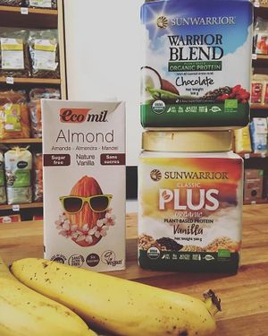 Vegan protein and plant based mylk. at Zdrava Trgovinca in Ljubljana