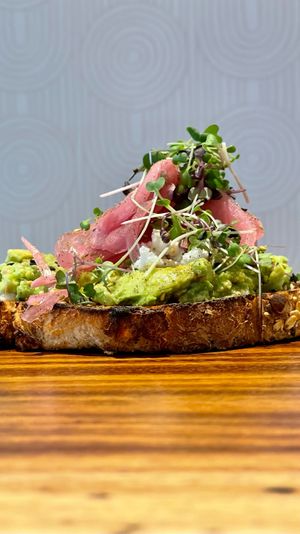 Avocado Toast 

Toasted ZTB Sourdough • Lemon Tahini • Avo Mash • Feta Crumble • Zaatar • Date Honey • Pickled Red Onions • Black Sesame Seeds • Micro Greens

 at Happea's - Aventura in Miami
