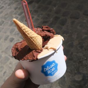 Amazing hazelnut and chocolate vegan ice-cream at Blue Ice! at Blue Ice Gelaterie in Rome