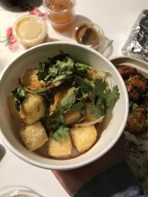 Fried tofu! Yum   at Plant Box in Austin
