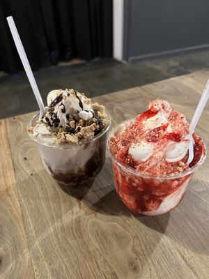 Some strawberry cheesecake magic and a chocolate peanut butter marshmallow fudge enchantment   at Sweet EMOtion KC in Kansas City
