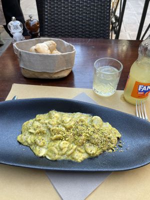 Vegan pistachio pesto orecchiette  at Bacarandino in Venice