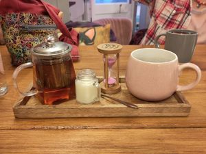 English Breakfast tea with soy milk at The Little Gem in Royal Wootton Bassett