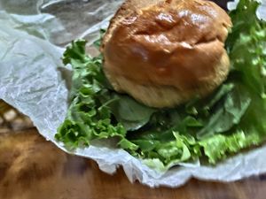 Yummy vegan burger with homemade patty, add extra chipotles or jalapenos! at Villa Burger in Monteverde