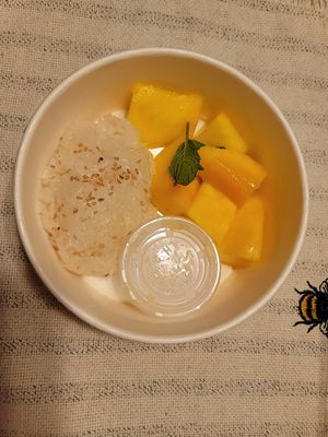 Mango sticky rice at Kinaly Thai Express in Escondido
