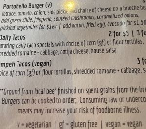 Tempeh vegan tacos  at Ska Brewing in Durango