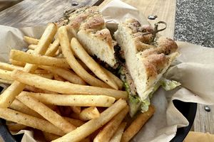 The Dave with fries  at Ska Brewing in Durango