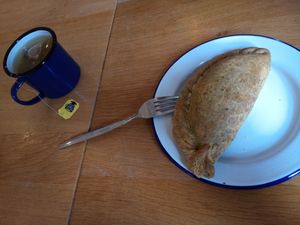 Vegan pasty (cauliflower, onion bhaji and chickpea) at The Docky Hut in Ely
