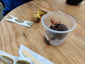 Chocolate ice-cream with toppings at Pistache in Paraty
