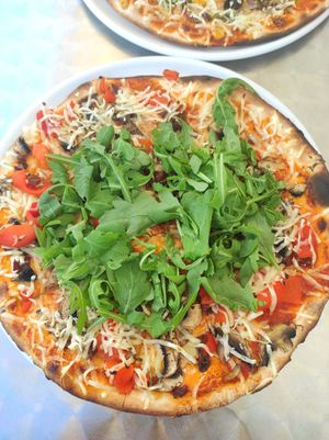 Pizza nuveau (with vegan cheese) at Pizza Real in Praia Da Luz
