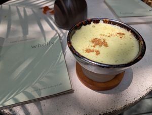Matcha latte at W h o l l y in Medellin
