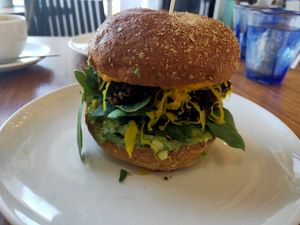 Vegan Burger at Nourished Cafe and Lounge in North Narrabeen